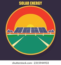 Vector illustration of solar energy. Sollar pannels. Sollar cells