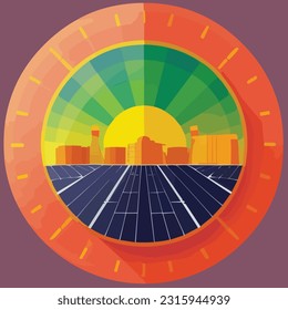 Vector illustration of solar energy. Sollar pannels. Sollar cells