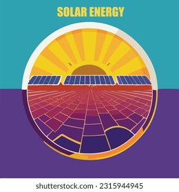 Vector illustration of solar energy. Sollar pannels. Sollar cells