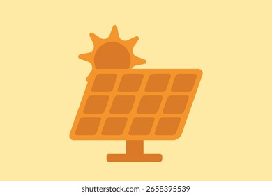 Vector illustration of a solar panel showing how sunlight is used to generate clean energy. Represents renewable energy, sustainability, and environmentally friendly energy sources.