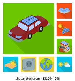 Vector illustration of Solar and panel sign. Collection of Solar and green vector icon for stock.
