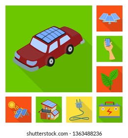 Vector illustration of Solar and panel sign. Collection of Solar and green stock vector illustration.