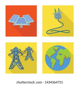 Vector illustration of Solar and panel sign. Set of Solar and green stock vector illustration.