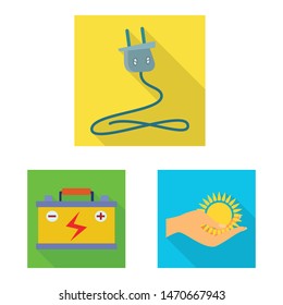 Vector illustration of Solar and panel sign. Set of Solar and green vector icon for stock.