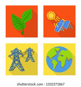 Vector illustration of Solar and panel symbol. Set of Solar and green vector icon for stock.