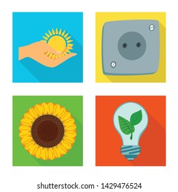 Vector illustration of Solar and panel symbol. Collection of Solar and green stock symbol for web.