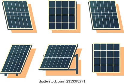 Vector illustration of solar panels with clean lines and geometric shapes. Eco-friendly nature. Renewable energy campaigns, sustainability initiatives, and any project promoting solar power