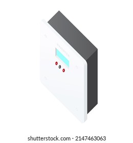 Vector illustration of solar power inverter isolated on whit background. The solar energy equipment