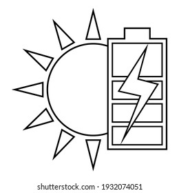 vector illustration of a solar power plant line icon