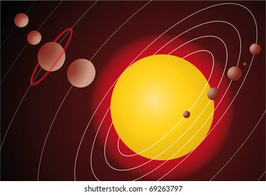 Vector illustration of solar system model