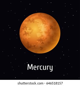 Vector illustration Solar System object: Mercury on space background