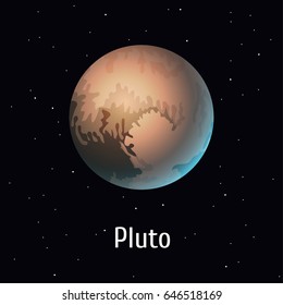 Vector illustration Solar System object: Pluto on space background. Dwarf planet