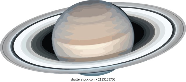 Vector Illustration of the Solar System Planet Saturn and it Rings  