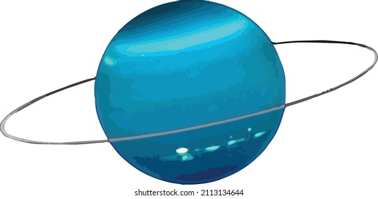 Vector Illustration of the Solar System Planet Uranus with a Ring