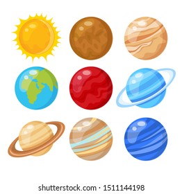 Vector illustration of Solar system planets on white background