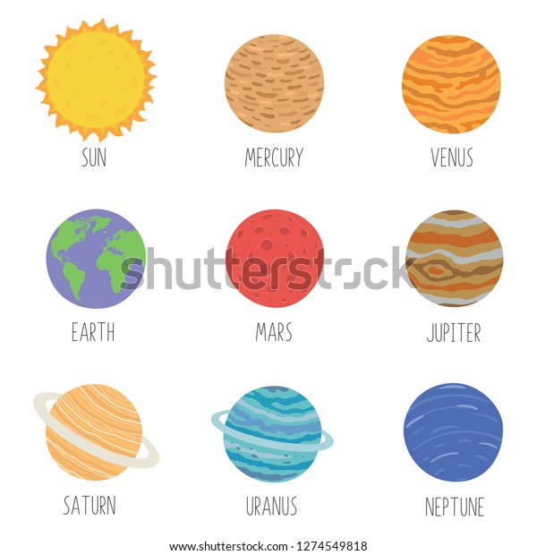 Vector Illustration Solar System Planets Signed Stock Image