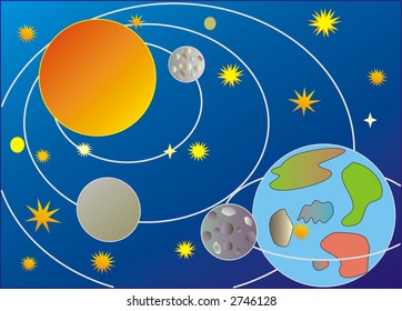 Vector illustration of solar system. science concept.