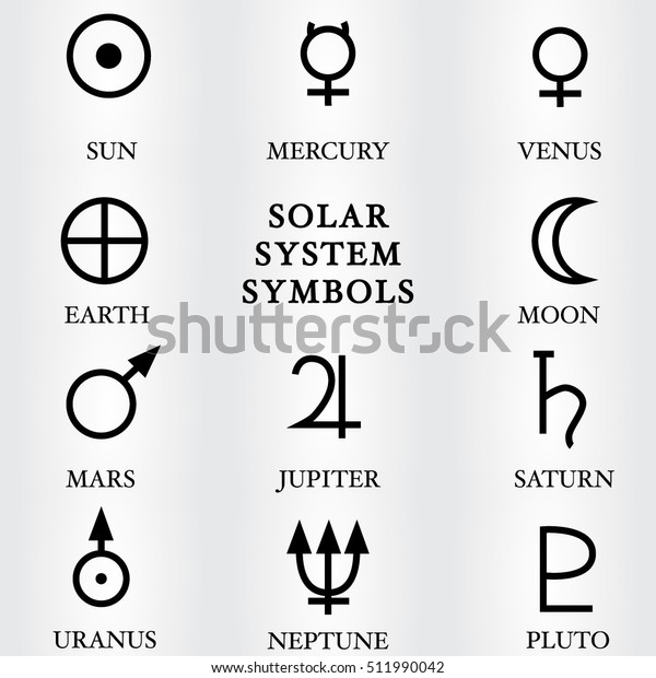 Vector Illustration Solar System Symbols Stock Vector