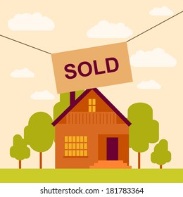 vector illustration of sold house
