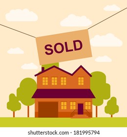 Vector Illustration Of Sold House