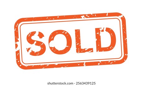 Vector illustration sold stamp orange editable