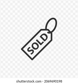 Vector illustration of sold tag icon in dark color and transparent background(png).