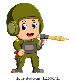 vector illustration of soldier with anti-tank rocket launcher