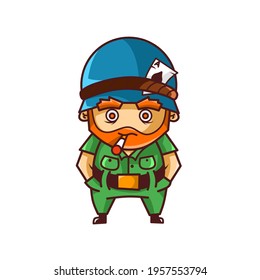 vector illustration of a soldier character with a cigarette