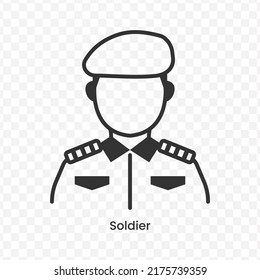 Vector illustration of Soldier icon in dark color and transparent background(png).