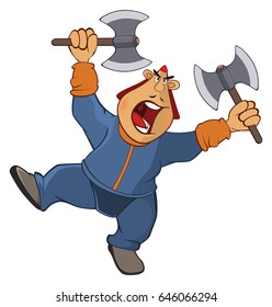 Vector Illustration of a Soldier Mongol. Cartoon Character 