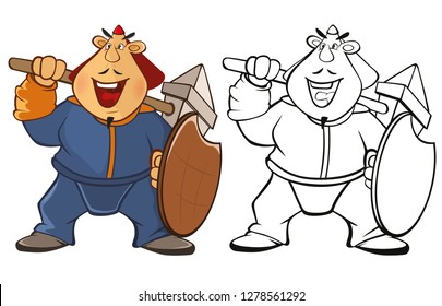 Vector Illustration of a Soldier Mongol. Coloring Book Cartoon 