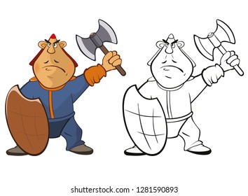 Vector Illustration of a Soldier Mongol. Coloring Book Cartoon 