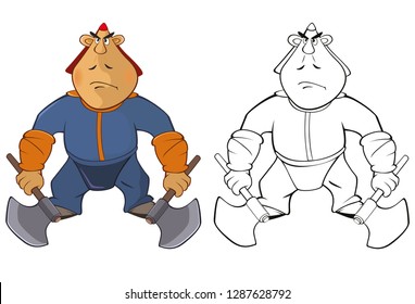 Vector Illustration of a Soldier Mongol. Coloring Book Cartoon 