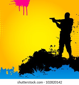 Vector illustration of a soldier on an abstract background