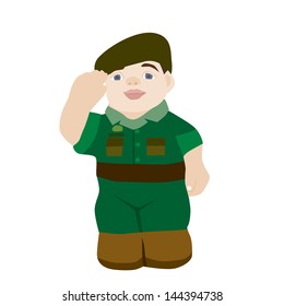 Vector and illustration of soldier on a white background