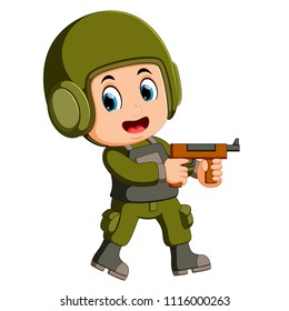 vector illustration of Soldier with rifle