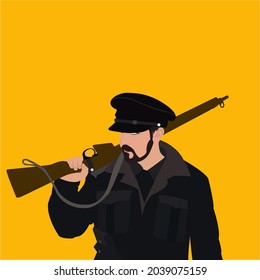 ilustración vectorial de un soldado con un rifle
