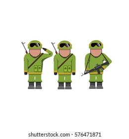 Vector illustration with soldiers in a flat style