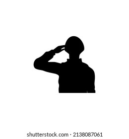 Vector Illustration Of Soldiers Saluting For An Icon, Symbol Or Logo. Salute Soldier Silhouette