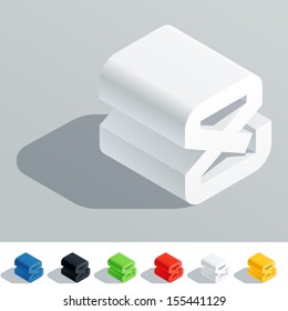 Vector illustration of solid colored letter in isometric view. Cube styled monospace characters. Symbols 2