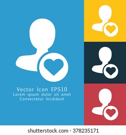 Vector illustration of solid favourite male user icon. Could be used as menu button, user interface element template, badge, sign, symbol, company logo