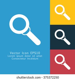 Vector illustration of solid magnifier icon . Can be used as company logo, badge, web interface and mobile application button, pictogram