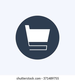 Vector illustration of solid shopping cart icon . Can be used as company logo, badge, web interface and mobile application button, pictogram