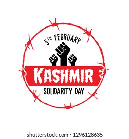 Vector Illustration of Solidarity with Hands Icon and Barb Wire - Kashmir Solidarity Day