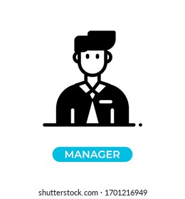 Icono de avatar del administrador de ilustraciones de vectores usa color negro con estilo de diseño de glifo