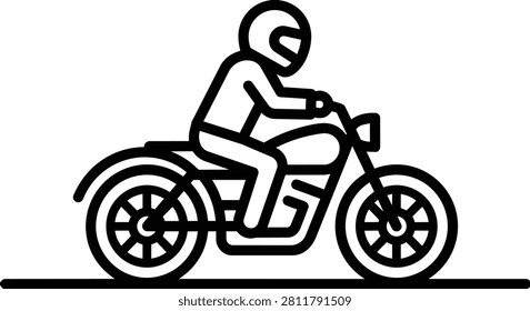 Vector Illustration of a Solo Motorcyclist Riding a Modern Motorbike on the Open Road, Adventure Travel and Biker Lifestyle Concept Art.
