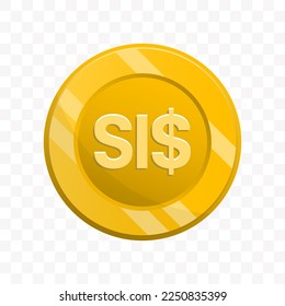 Vector illustration of Solomon Islands Dollar coin in gold color on transparent background (PNG).