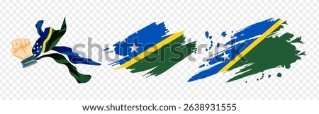 Vector illustration of Solomon Islands flag composition on transparent background