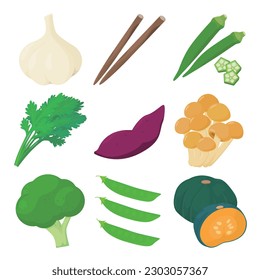 Ilustración vectorial de las verduras de fibra soluble.