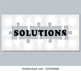 Vector illustration of solutions jigsaw puzzle abstract concept